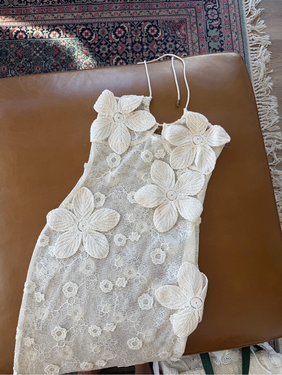 REVOLVE Dresses & Skirts - Cream Floral Crochet Halter maxi Dress